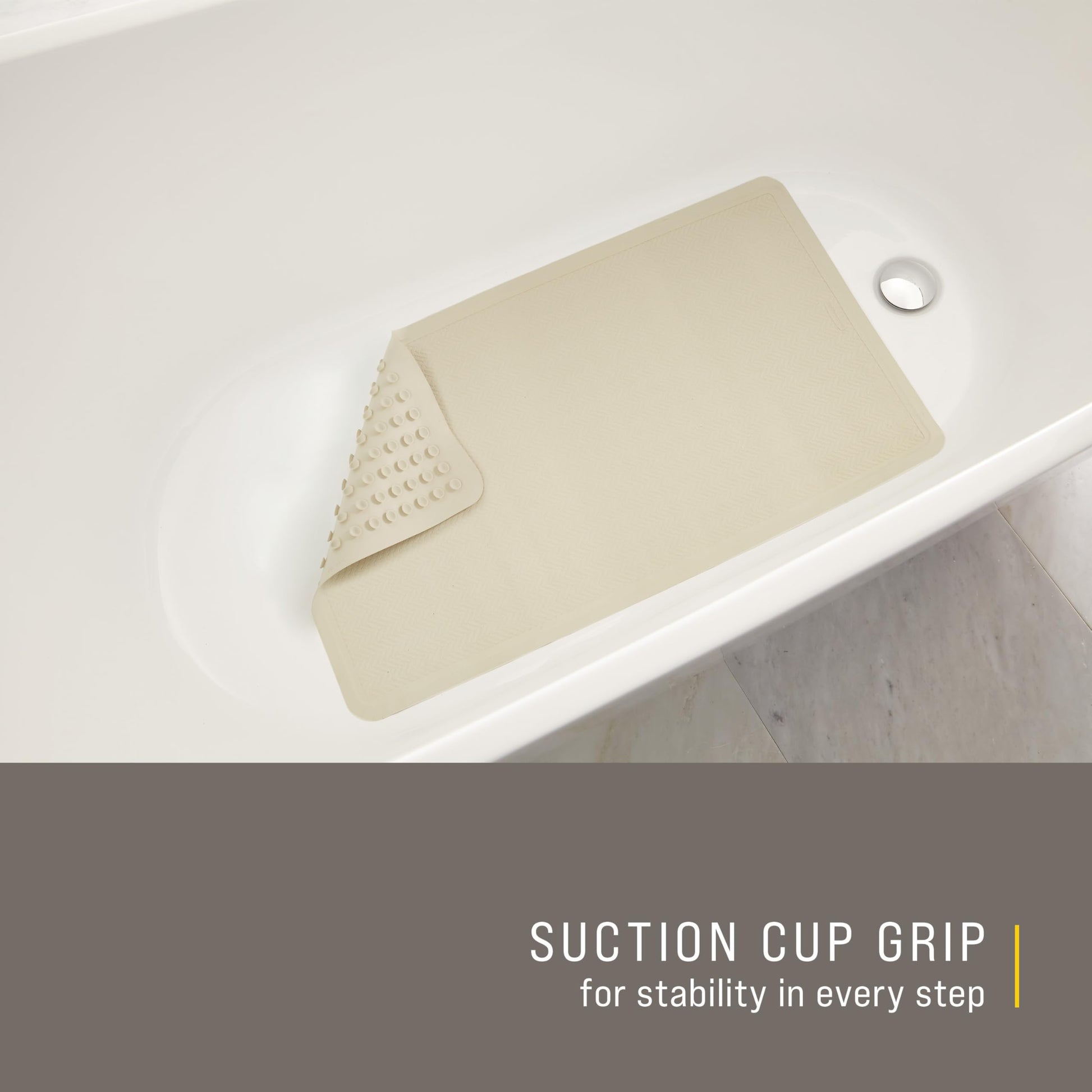 Rubbermaid Commercial Products Bath Tub and Shower Mat | Large - 28 x 16 in. | White | Machine Washable | Safti-Grip Non-Slip Bathroom Mat with Suction Cups for Home/Hotel/Shower/Bathtub Rubbermaid Commercial