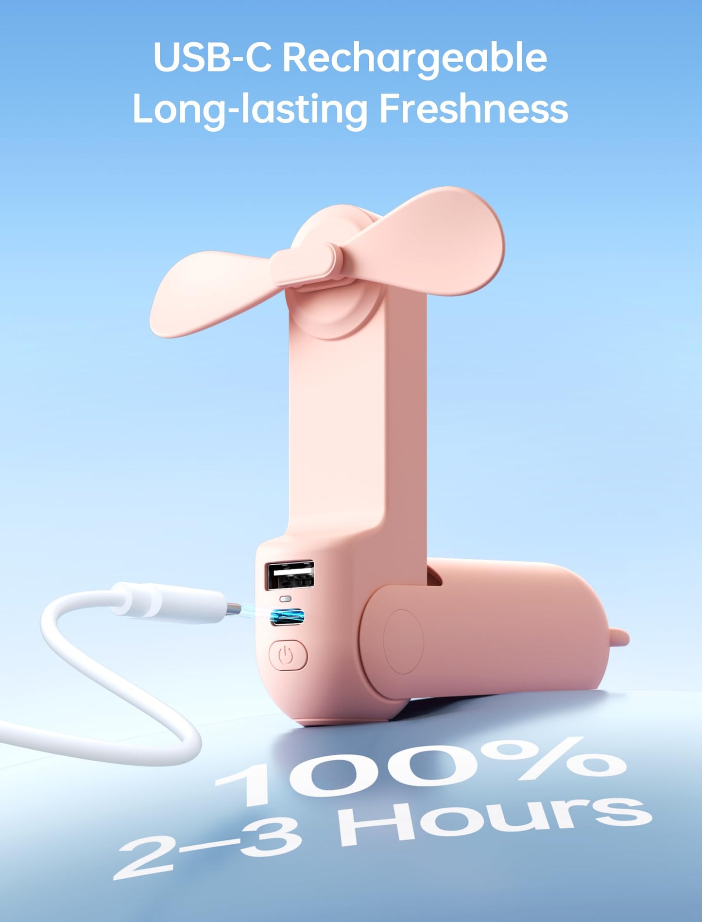 JISULIFE Handheld Mini Fan, 3 IN 1 USB Rechargeable Portable Fan [12-19 Working Hours] with Power Bank, Flashlight, Pocket Design for Travel/Summer/Concerts/Lash, Gifts for Women (Pink) - Available at All In One Marketplace Canada
