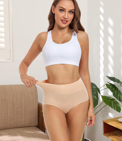 wirarpa Culottes taille haute en coton pour femme, lot de 5, beige, grande taille