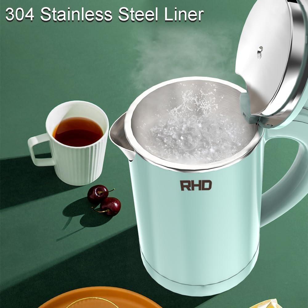 RHD 0.5L Small Portable Electric Kettles for Boiling Water, 304 Stainless Steel Hot Water Dispensers, Fast Boil Teapot, Auto Shut-Off, Perfect For Dorm RV Travel Coffee Tea, Green - Available at All In One Marketplace Canada