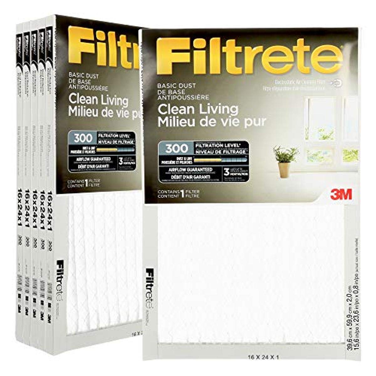 Filtrete 16x24x1 Furnace Filter, MPR 300, MERV 5, Clean Living Basic Dust 3-Month Pleated 1-Inch Air Filters, 6 Filters 🍁 All In One Marketplace Canada