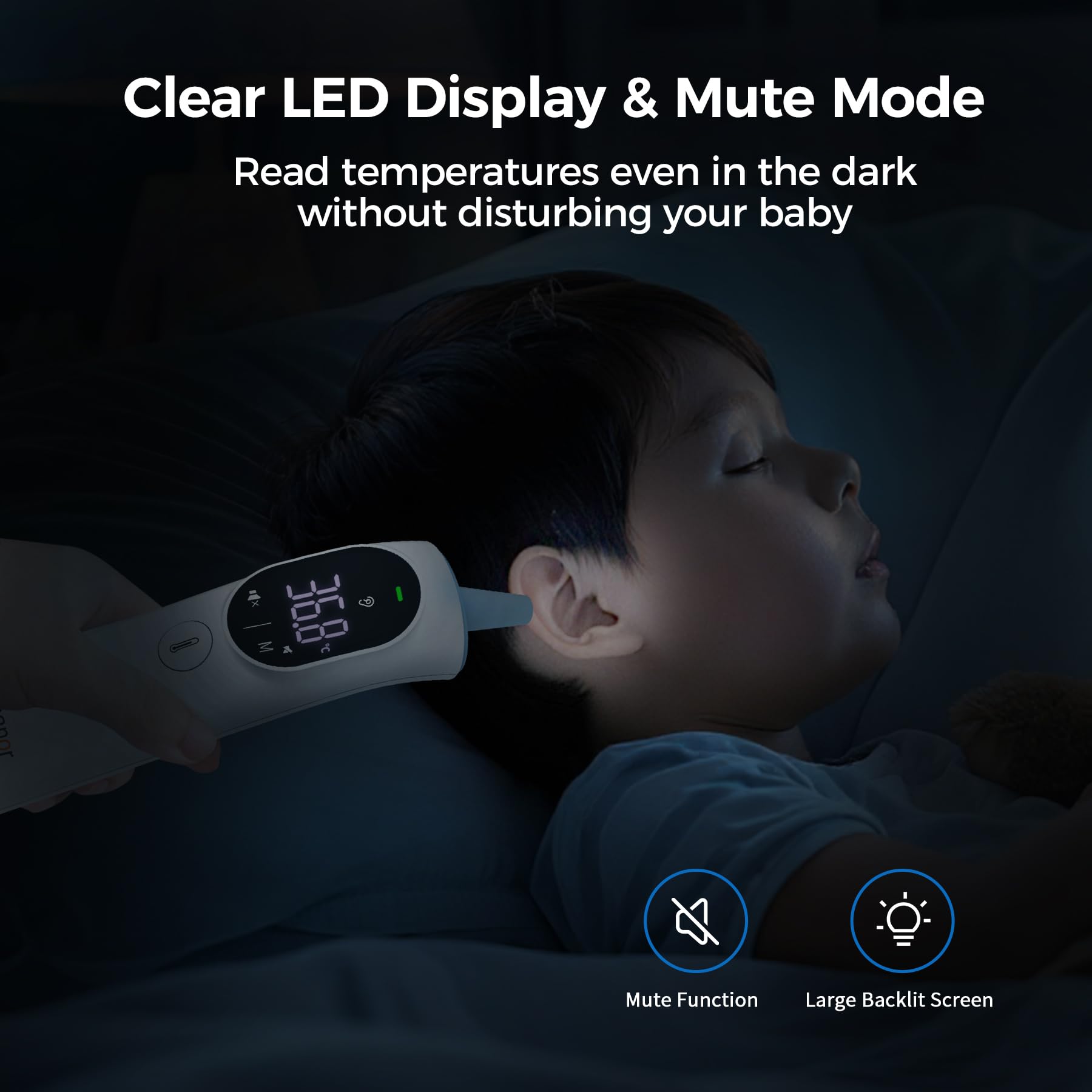 Thermometer Forehead and Ear Thermometer Digital Infrared Thermometer Baby Thermometer Accurate 1s Measure 40 Set Memory Mute Mode LED Screen for Adults Kids Fever Alarm with Storage Bag - Available at All In One Marketplace Canada