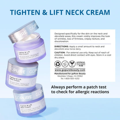goPure Tighten & Lift Neck & Chest Moisturizer Cream for Visibly Firming, Tightening and Lifting Wrinkles & Crepey Skin, 1.7oz - Available at All In One Marketplace Canada