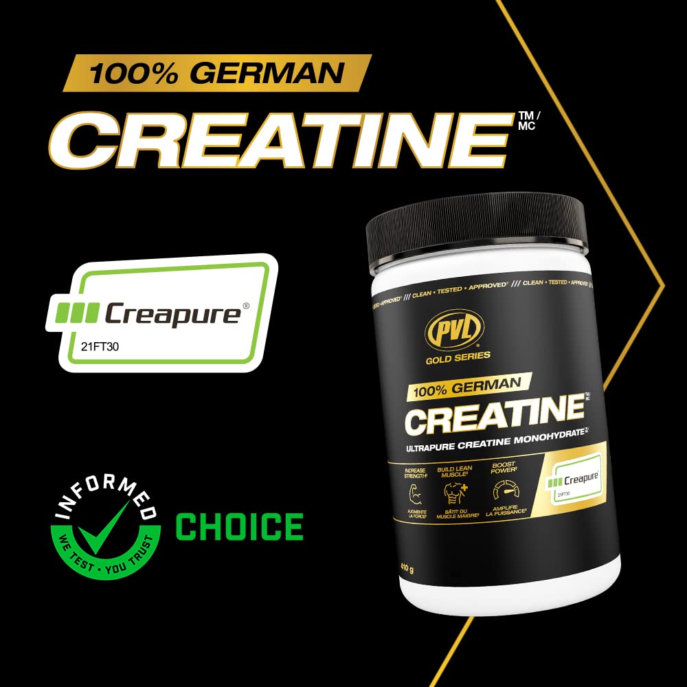 PVL Creapure Creatine Powder | 100% German Creatine Monohydrate, Canadian-Owned, Informed-Choice Tested, Unflavoured Supplement powder – 48 Servings - 240 g - Available at All In One Marketplace Canada