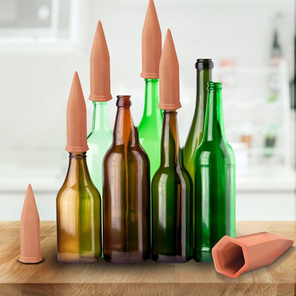 Fu Store 10PCS Plant Watering Stakes Automatic Plant Drippers Waterers for Vacations Plant Watering Devices Terracotta Self Waterinq Spikes for Wine Bottles Great for Indoor Outdoor Plants - Available at All In One Marketplace Canada