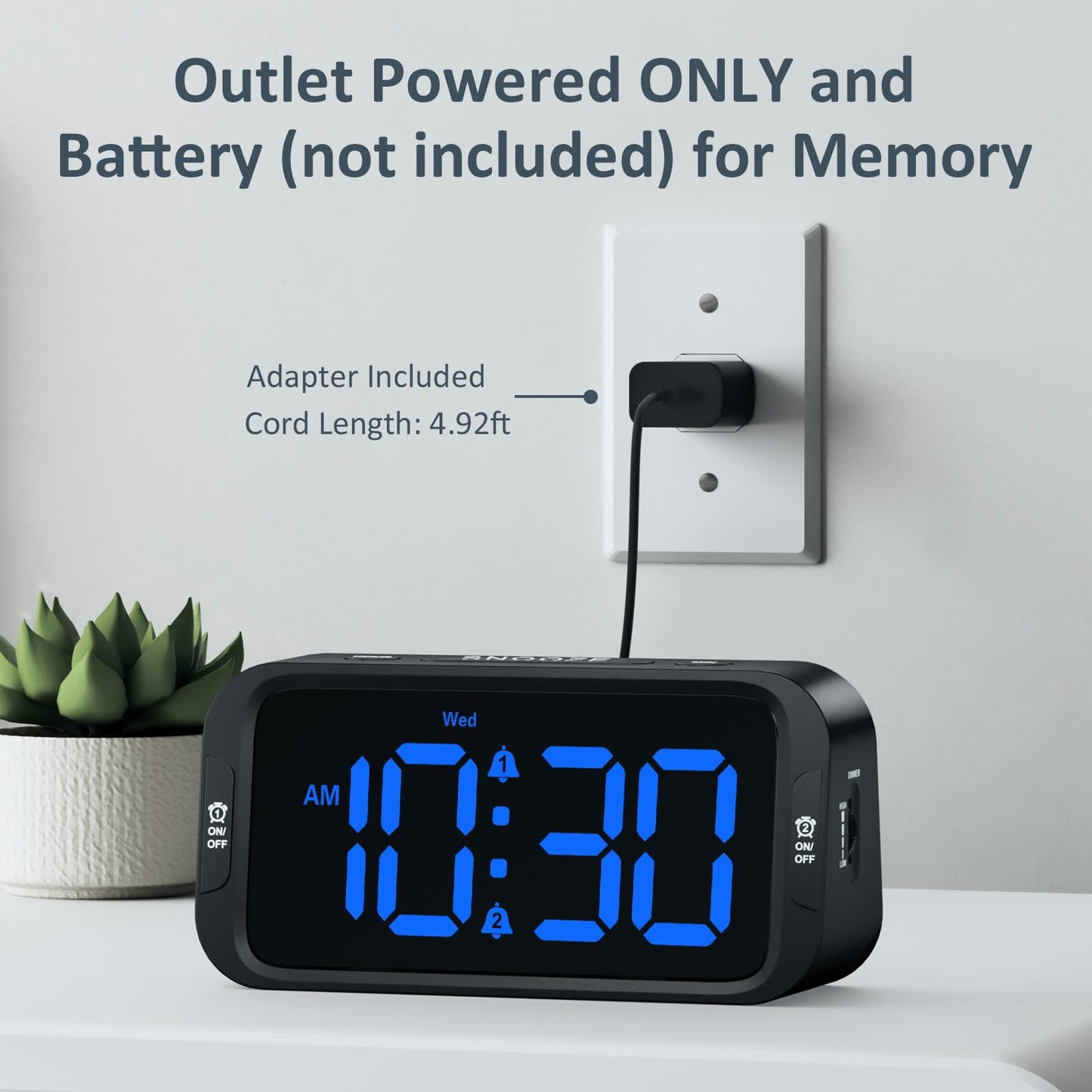 Odokee Digital Dual Alarm Clock for Bedroom, Easy to Set, 0-100% Dimmer, USB Charger, 5 Sounds Adjustable Volume, Weekday/Weekend Mode, Snooze, 12/24Hr, Battery Backup, Compact Clock for Bedside(Blue) - Available at All In One Marketplace Canada