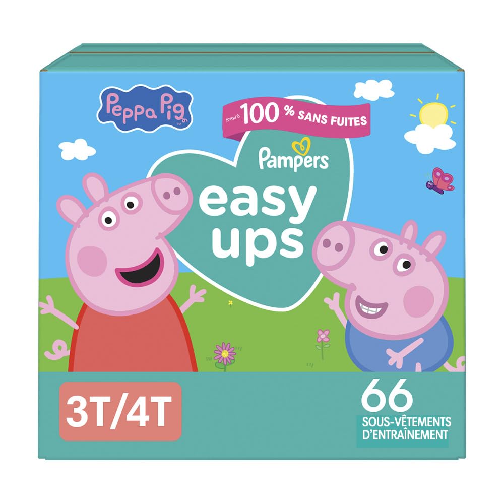 Pampers Easy Ups Girls & Boys Potty Training Pants, Size 5 (3T4T), 66 Count, Peppa Absorbent Training Underwear, Up to 100% Leakproof Day and Night, Hypoallergenic 🍁 All In One Marketplace Canada