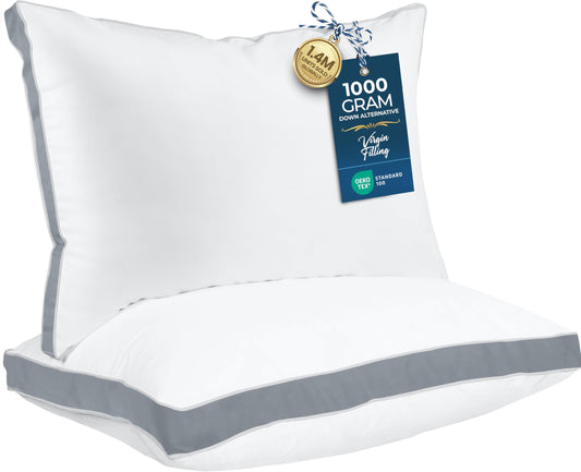 Utopia Bedding Bed Pillows for Sleeping Queen Size (Grey), Set of 2, Cooling Hotel Quality, Gusseted Pillow for Back, Stomach or Side Sleepers