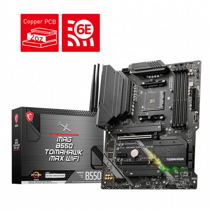 MSI MAG B550 Tomahawk MAX WiFi Gaming Motherboard AMD AM4, DDR4, PCIe 4.0, SATA 6Gb/s, M.2, USB 3.2 Gen 2, HDMI/DP, ATX, Wi-Fi 6E MSI