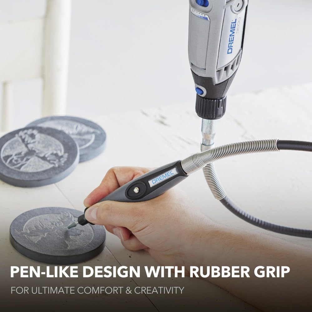 Dremel Flex Shaft Rotary Tool Attachment with Comfort Grip and 36” Long Cable-Engraver, Polisher, and Mini Sander-Ideal for Detail Metal Engraving, Wood Carving, and Jewelry Polishing, 225-02, Grey Dremel