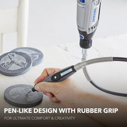 Dremel Flex Shaft Rotary Tool Attachment with Comfort Grip and 36” Long Cable-Engraver, Polisher, and Mini Sander-Ideal for Detail Metal Engraving, Wood Carving, and Jewelry Polishing, 225-02, Grey Dremel