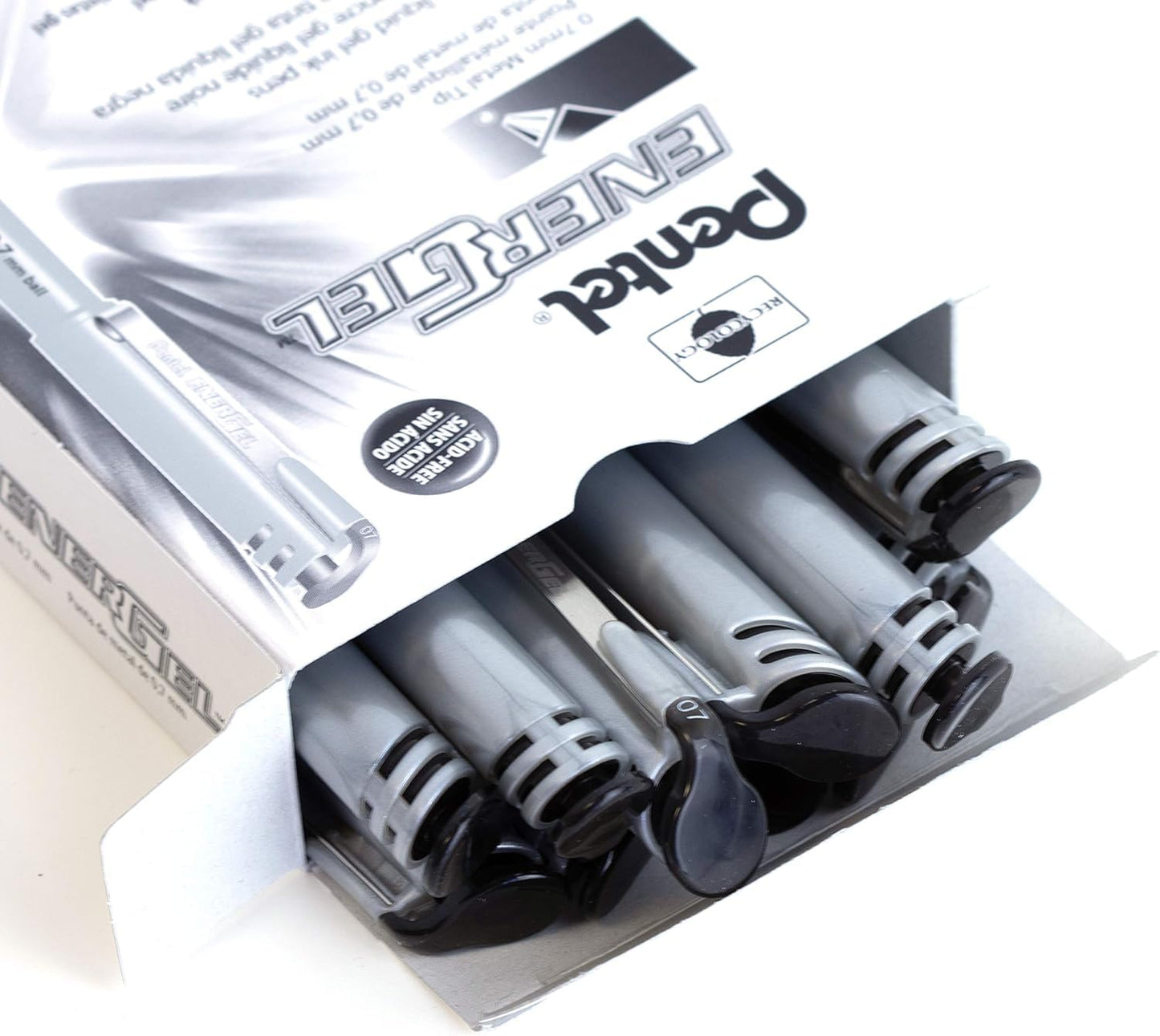 Pentel EnerGel Gel Pen with Cap 0.7mm, Black Ink, 12PK Pentel