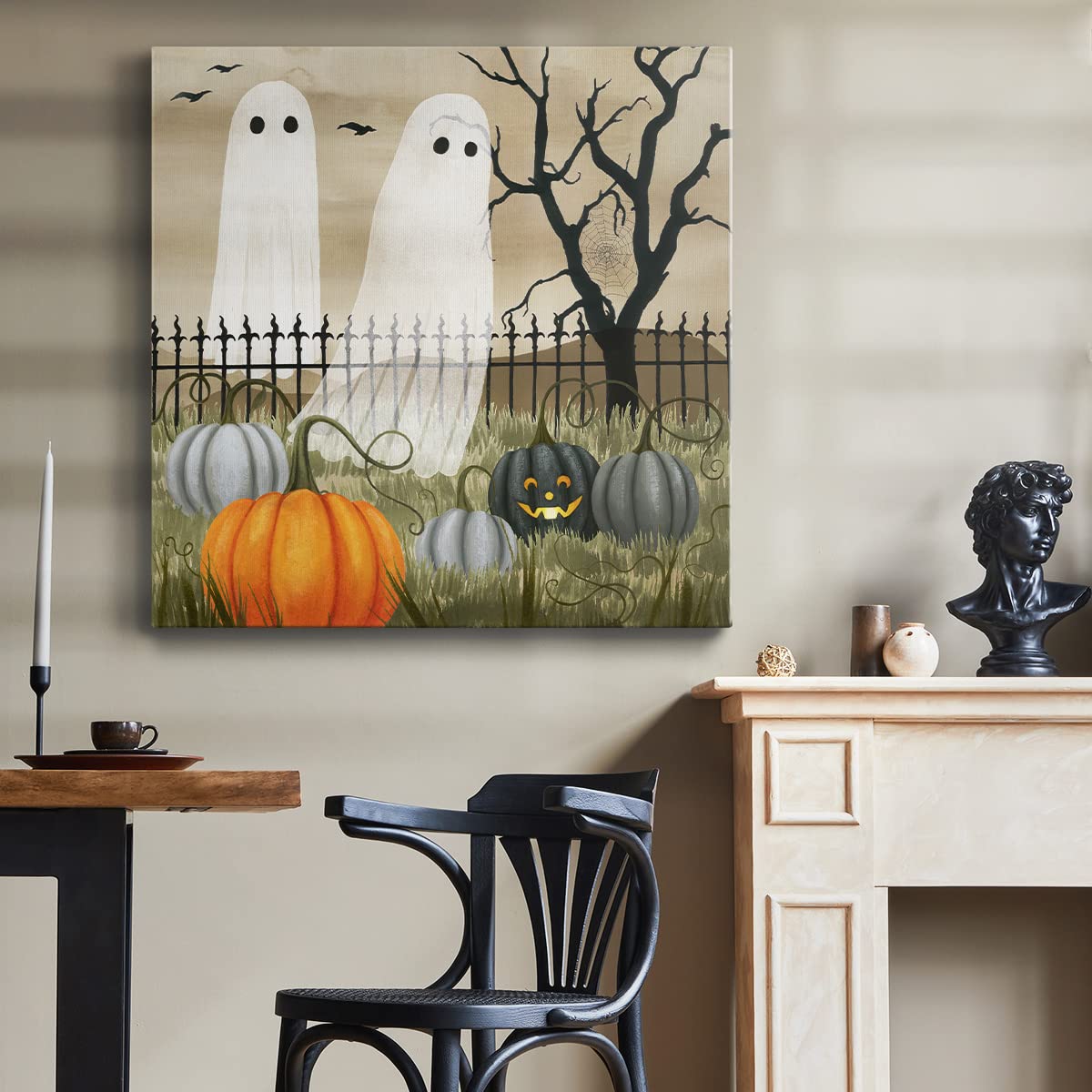 Renditions Gallery Modern Canvas Wall Art Pictures for Office Decorations Halloween Hunted Pumpkin Patch Premium Wall Hanging Wooden Artwork for Livingroom Kitchen Paintings - 10"X10" LT508