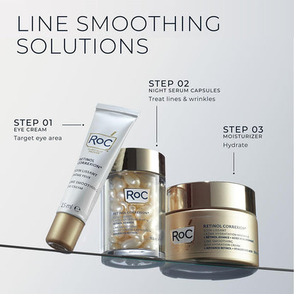 RoC Retinol Correxion line smoothing Night Serum Capsules, Clear, 30 Count