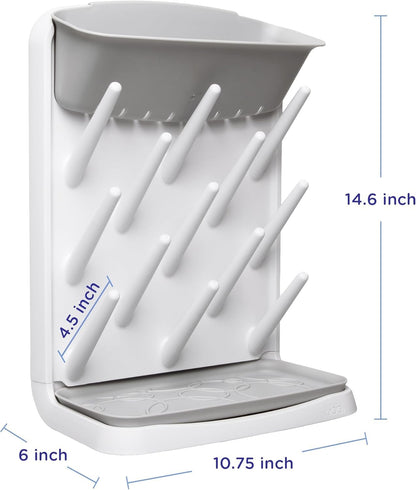 Ubbi Vertical Baby Bottle Drying Rack, Countertop Drying Rack Baby Accessory, Grey Ubbi