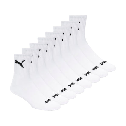 PUMA Men's 8 Pack Athletic Cushioned High Quarter Crew Socks, White/Black, 10-13 - Available at All In One Marketplace Canada