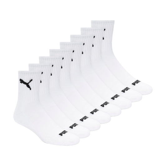 PUMA Men's 8 Pack Athletic Cushioned High Quarter Crew Socks, White/Black, 10-13 - Available at All In One Marketplace Canada