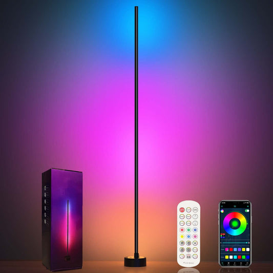 Miortior Corner Floor Lamp - Smart RGB LED Corner Lamp with App and Remote Control, 16 Million Colors & 68+ Scene, Music Sync, Timer Setting - Ideal for Living Rooms, Bedrooms, and Gaming Rooms - Available at All In One Marketplace Canada