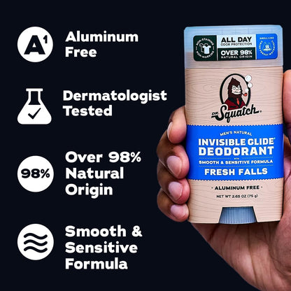 Dr. Squatch Invisible Glide Natural Deodorant – Smooth Glide with No Stains – Aluminum Free & Dermatologist-Tested Formula Suits Sensitive Skin – Fresh Falls + Wood Barrel Bourbon – 2.65oz (2-Pack) - Available at All In One Marketplace Canada