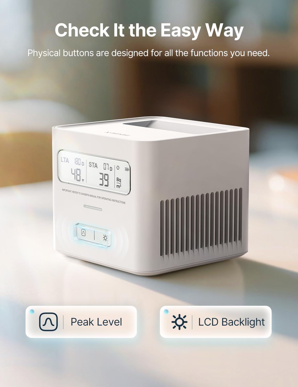 X-Sense Radon Detector for Home with LCD, Battery Powered, White - Available at All In One Marketplace Canada