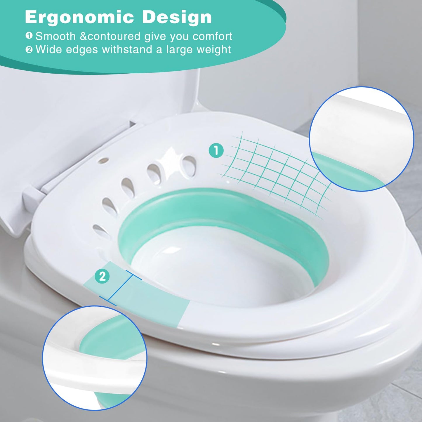 DEANIC Sitz Bath for Toilet Hemorrhoids, Postpartum Care, Collapsible Sitz Bath Tub for Hemorrhoids Treatment, Yoni Steam Seat Basin, Elderly Sit Bath (Green) - Available at All In One Marketplace Canada