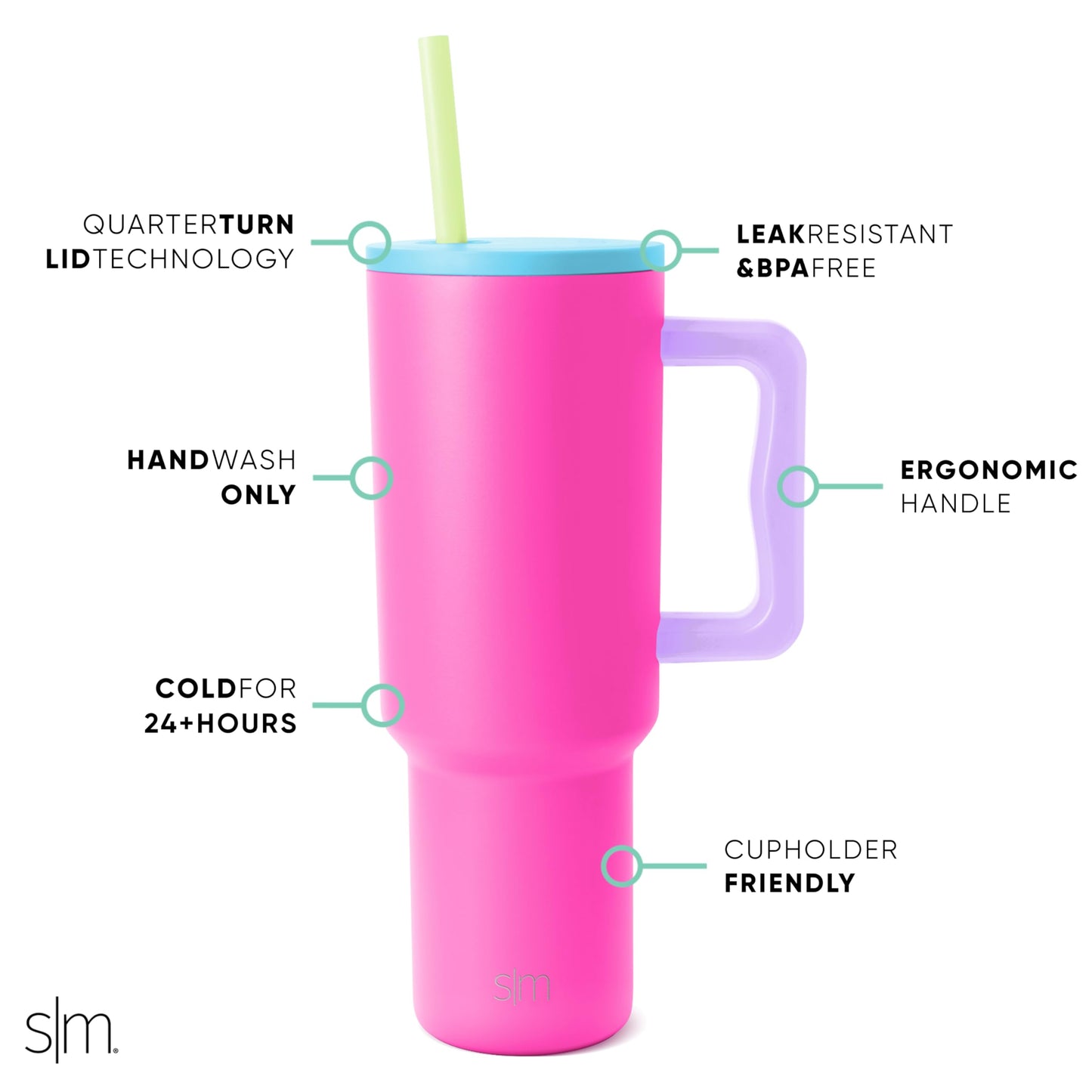 Simple Modern Tumbler with Handle and Straw | 40oz | 80s Mix Simple Modern