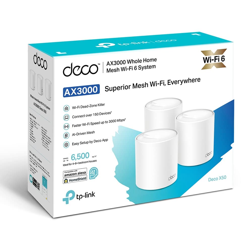 Deco X50 AX3000 WiFi 6 Mesh System, 3-Pack