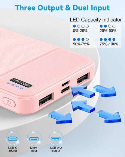 AsperX Power Bank 2 Pack, 10000mAh USB C Portable Charger for iPhone, Portable Battery Bank with 3 Outputs, Travel Essentials Battery Pack Power Bank for iPhone Series, Smartphones, Earphones and More 🍁 All In One Marketplace Canada
