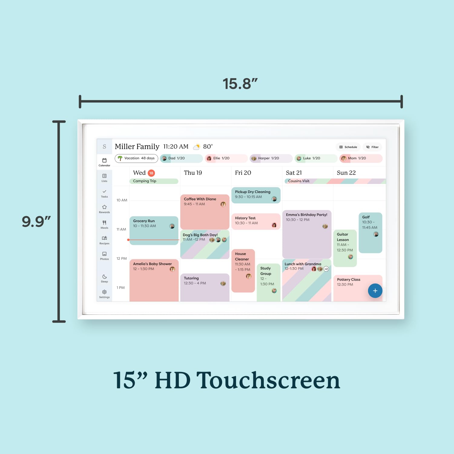 Skylight Calendar: 15-inch Wall Planner Digital Calendar & Chore Chart, Smart Touchscreen Interactive Display for Family Schedules – Wall Mount Included, Great for Organizing Your 2026 Calendar - Available at All In One Marketplace Canada