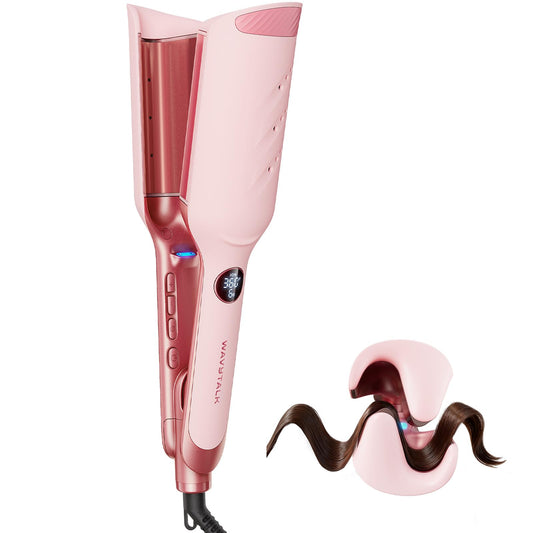 Wavytalk Power Wave Hair Crimper Curling Iron, Hair Curler for High-Volume Waves, Ventilation Design for Less Damage, Ionic Reduces Frizz, Effortless-Waver, Dual Voltage Hair Waver, Pink - Available at All In One Marketplace Canada