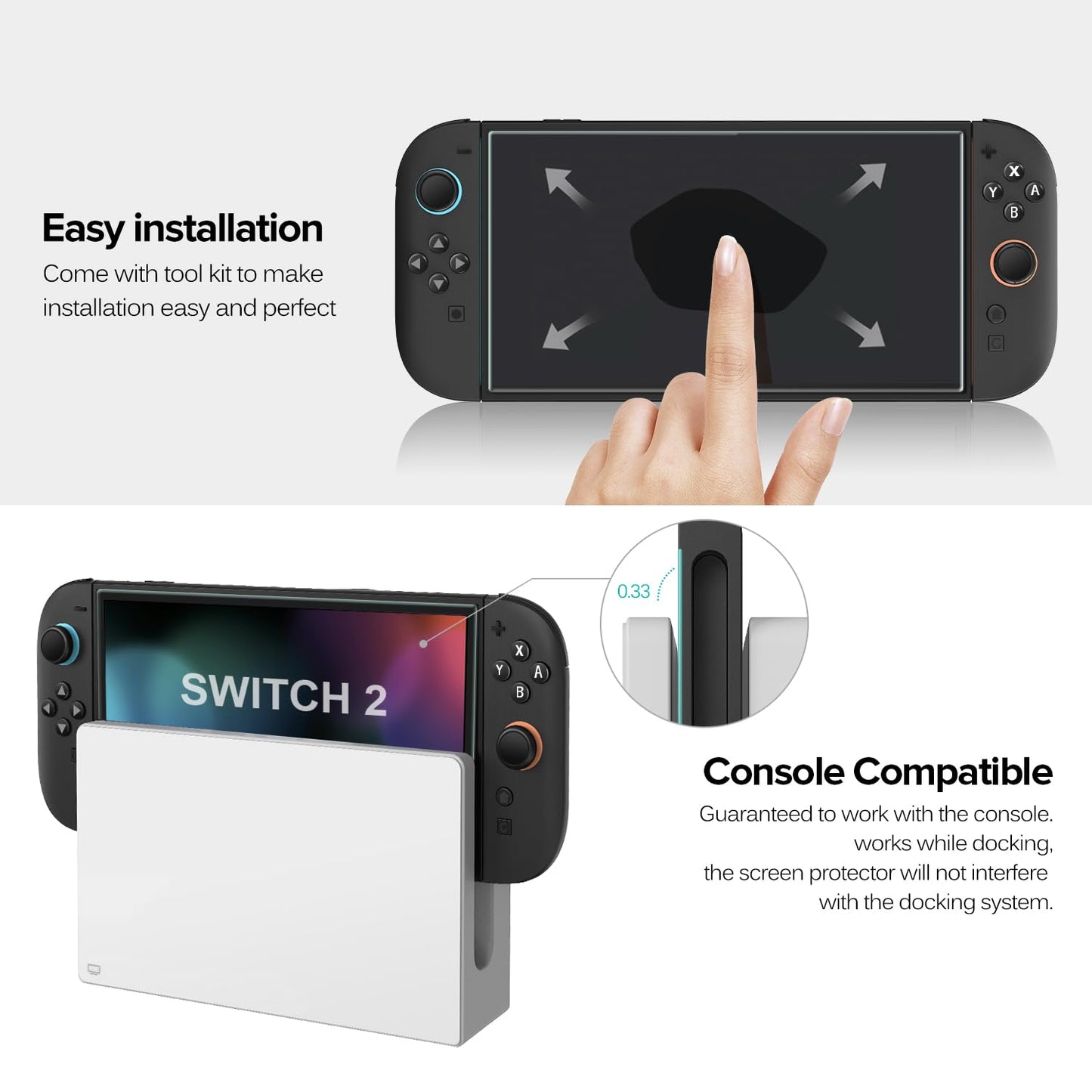 ivoler 4-Pack Screen Protector Tempered Glass for Nintendo Switch 2 Model 2025 with [Alignment Frame] Accessories Transparent HD Clear Anti-Scratch Screen Protector for Nintendo Switch 2, 7.9-Inch