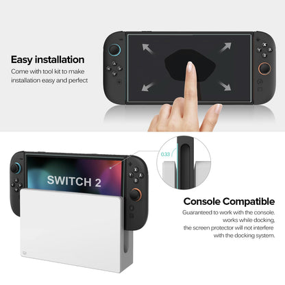 ivoler 4-Pack Screen Protector Tempered Glass for Nintendo Switch 2 Model 2025 with [Alignment Frame] Accessories Transparent HD Clear Anti-Scratch Screen Protector for Nintendo Switch 2, 7.9-Inch