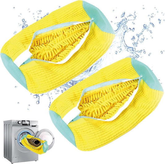 Shoe Washing Machine Bag - 2 Pack Cleaning Laundry Shoe Bag for Washer and Dryer Reusable Shoe Washing Bag for All Footwear Types and Sizes