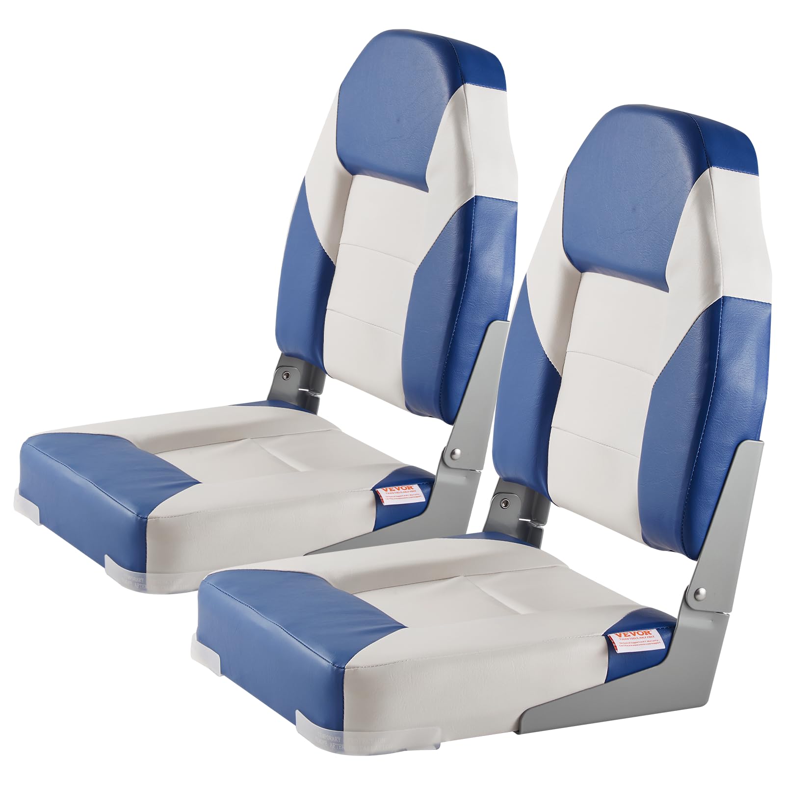 VEVOR High Back Boat Seats, 21.85" Folding Chair with Thickened Sponge Padding and Hinge, Fold-Down Captain Chairs for Fishing, Sightseeing, Speedboat, Canoe, 2-Pack VEVOR
