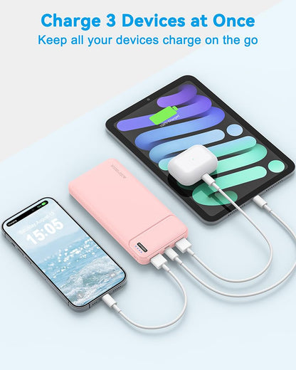 AsperX Power Bank 2 Pack, 10000mAh USB C Portable Charger for iPhone, Portable Battery Bank with 3 Outputs, Travel Essentials Battery Pack Power Bank for iPhone Series, Smartphones, Earphones and More 🍁 All In One Marketplace Canada