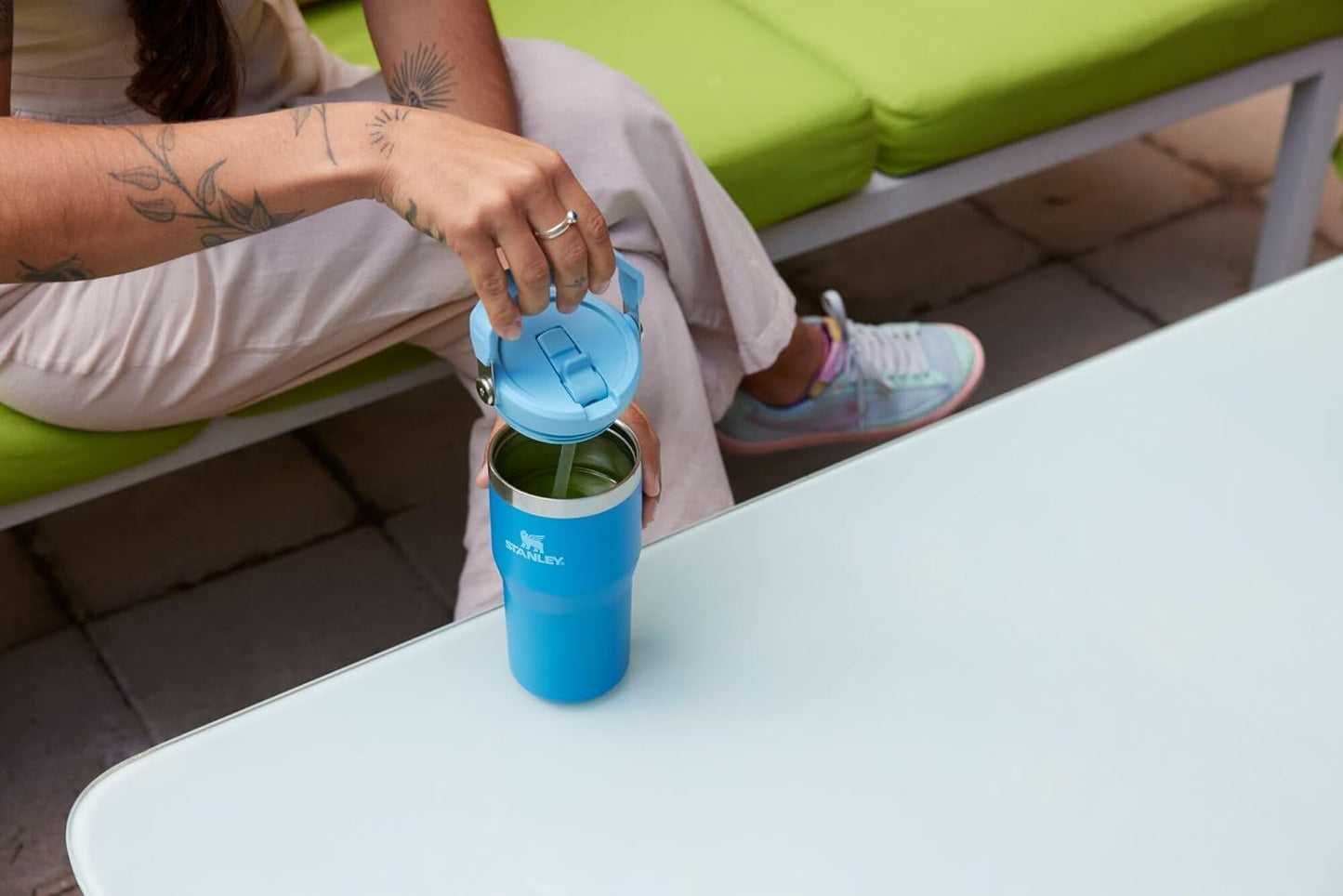 Stanley IceFlow 2.0 Flip Straw Tumbler with Handle 20 oz | Twist On Lid and Flip Up Straw | Leak Resistant Water Bottle | Insulated Stainless Steel | BPA-Free | Meadow