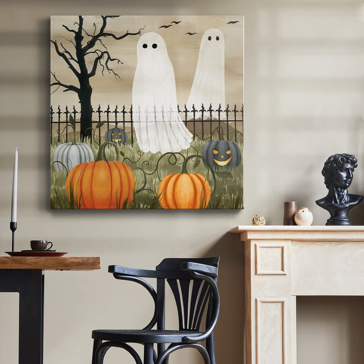 Tableau moderne sur toile Renditions Gallery pour décoration de bureau - Citrouilles d'Halloween - Décoration murale premium sur bois pour salon et cuisine - 40,6 x 40,6 cm LT508