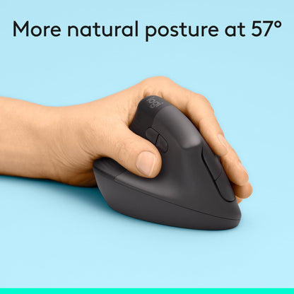 Logitech Left Handed Lift Vertical Ergonomic Wireless Mouse - Graphite
