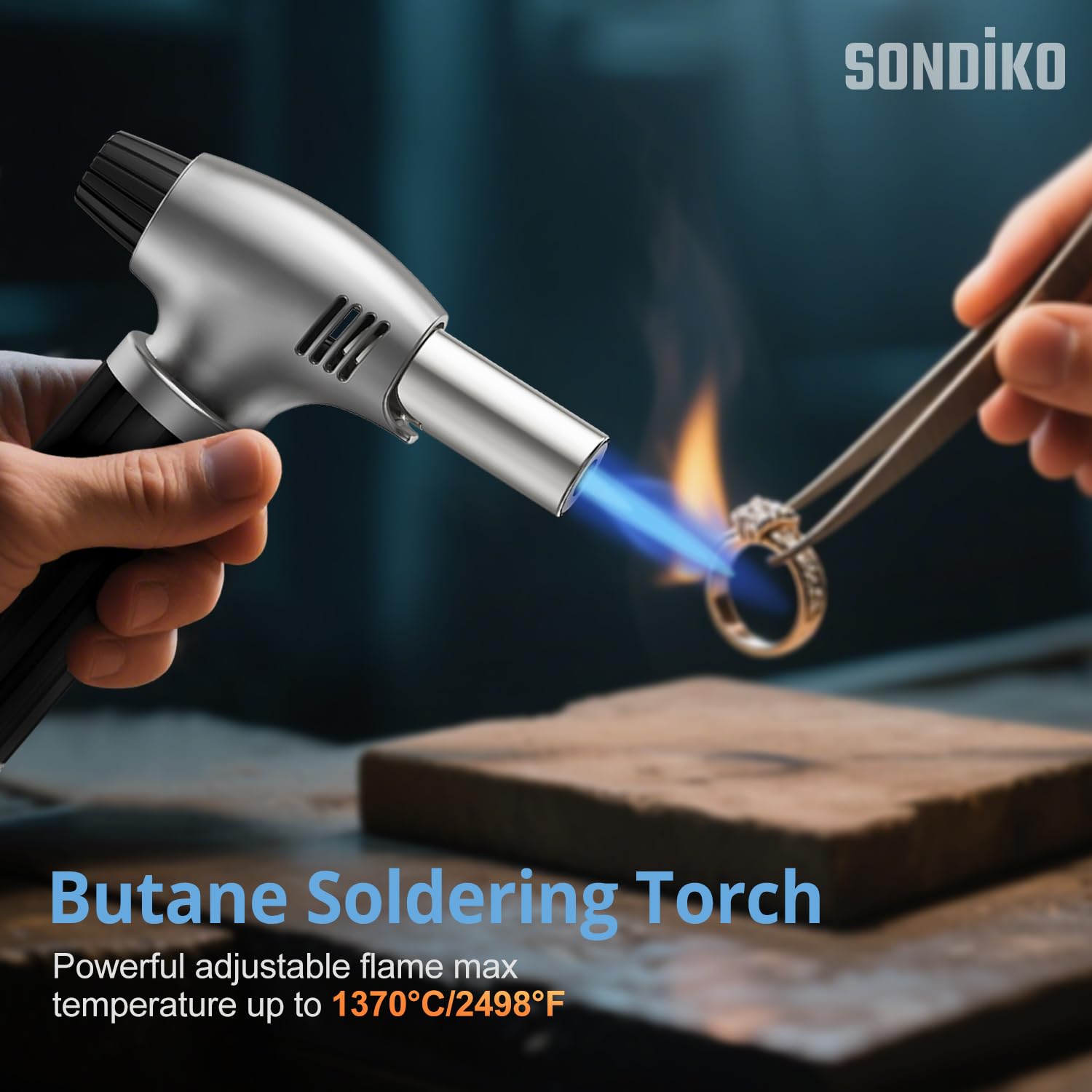 Sondiko Butane Torch, Refillable Kitchen Torch Lighter, Fit All Butane Tanks Blow Torch with Safety Lock and Adjustable Flame for Desserts, Creme Brulee, BBQ, and Baking—Butane Gas is Not Included - Available at All In One Marketplace Canada