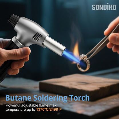 Sondiko Butane Torch, Refillable Kitchen Torch Lighter, Fit All Butane Tanks Blow Torch with Safety Lock and Adjustable Flame for Desserts, Creme Brulee, BBQ, and Baking—Butane Gas is Not Included - Available at All In One Marketplace Canada