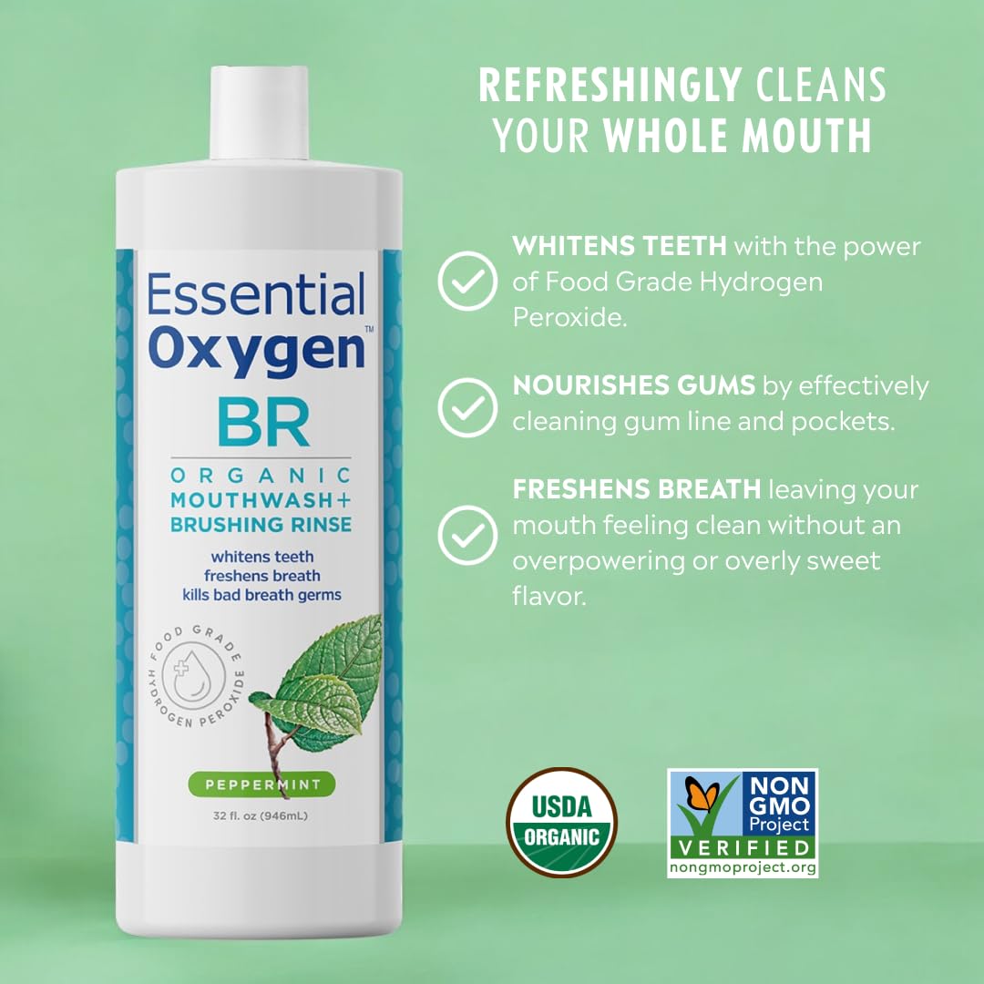 Essential Oxygen Organic Brushing Rinse Toothpaste Mouthwash Refill, Organic Peppermint, 32 Ounce 🍁 All In One Marketplace Canada