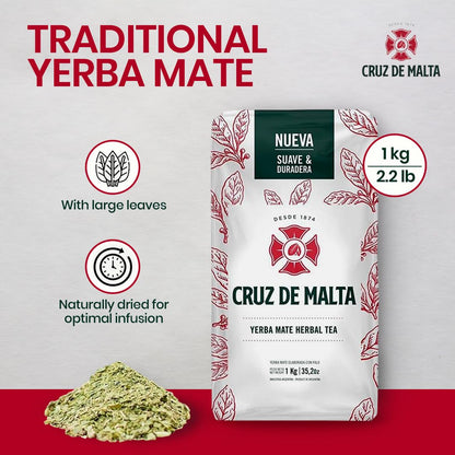 Cruz de Malta Yerba Mate – 1kg Loose Leaf Traditional Argentine Herbal Tea