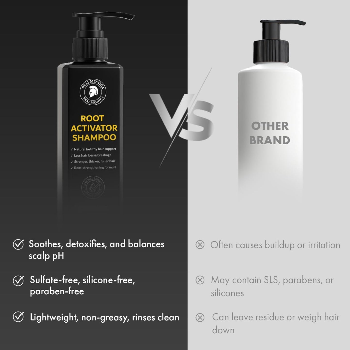 Root Activator Shampoo: 300ML Natural Volume Hair Loss Thickening Shampoo With Rosemary Strengthens Hair & Soothes Scalp For Men - Available at All In One Marketplace Canada
