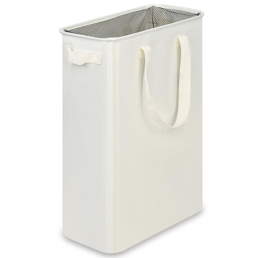 efluky Slim Laundry Hamper with Handles, Collapsible Small Hamper for Laundry, Dirty Clothes Basket for Bedroom, Dorm and Laundry Room, 48L (12.7 Gallon) Beige - Available at All In One Marketplace Canada