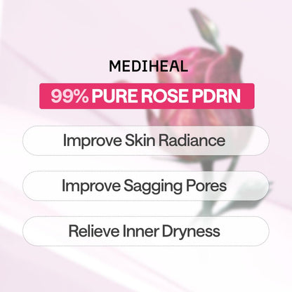 MEDIHEAL Rose PDRN Essential Face Mask - Healthy Glow with Squalane & Vitamin C, Hydrating & Firming, Pore Minimizer & Moisture Barrier, Vegan, Korean Skincare for Women (10 Sheets)