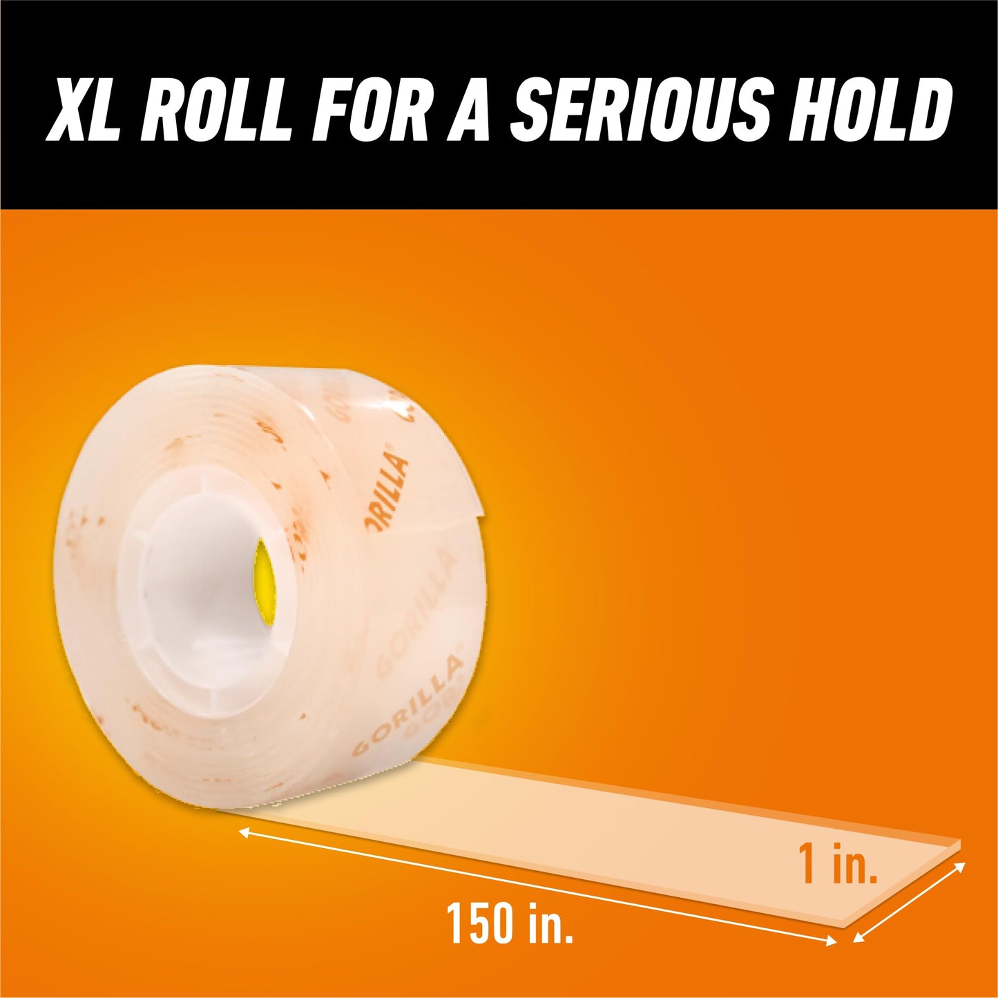 Gorilla Tough & Clear Double Sided XL Mounting Tape, Incredibly Strong Adhesive, Instant Hold, Weatherproof, 1 in x 150 in, (Pack of 1)