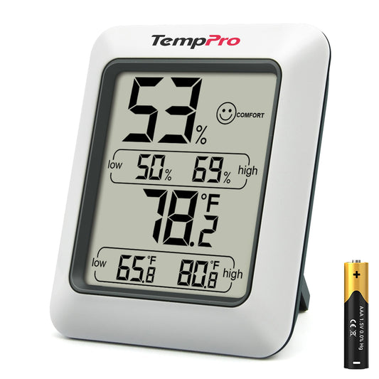 TempPro TP50 Digital Hygrometer Indoor Thermometer with Max/Min Records Room Thermometer and Humidity Monitor with Large LCD Display (Previously ThermoPro)