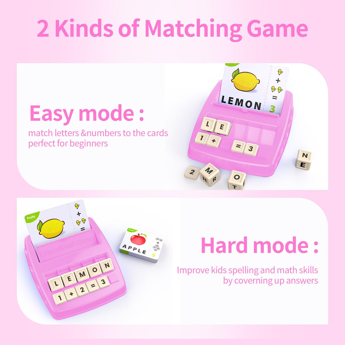 DEGIDEGI Educational Toys for Kids Ages 3-8, Matching Letter Spelling Game ABC Learning, Learning Toys for 4-7 Year Old Girls,Christmas Birthday Party Gifts for 3 4 5 6 7 8 Year Olds Girls Pink 🍁 All In One Marketplace Canada
