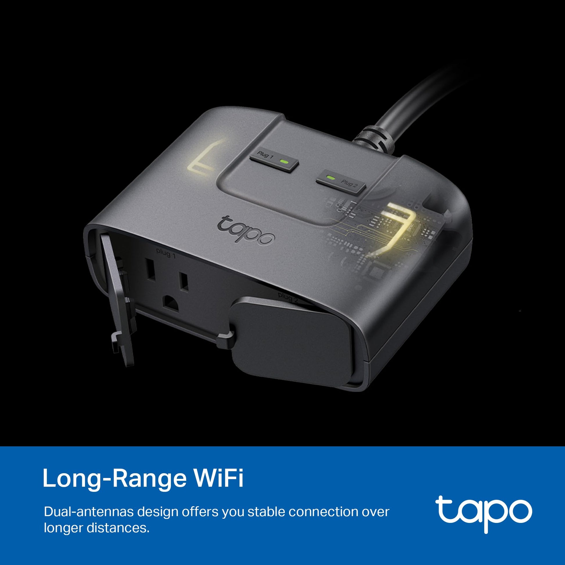 TP-Link Tapo Matter Outdoor Smart Plug, 2 Individual outlets, IP65 Weather Resistance, Works with Apple Home, Alexa, Google Home, Long Wi-Fi Range, 2.4G Wi-Fi Only, ETL Certified (Tapo P400M) Tapo
