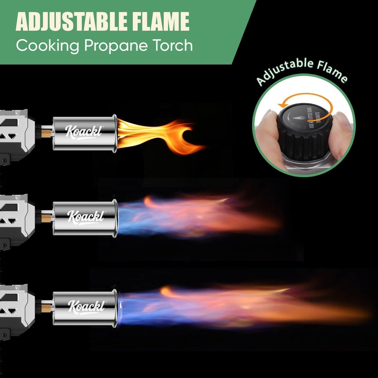 KOACKL Propane Torch Gun - Propane Torch Head with Igniter, Adjustable Flamethrower Blow Torch for BBQ, Searing Steak, Barbecue Tools, Meat Smoker, Cooking, Grill & Charcoal Starter - Available at All In One Marketplace Canada